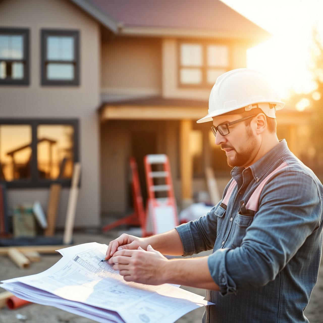 Entrepreneur sur un chantier résidentiel